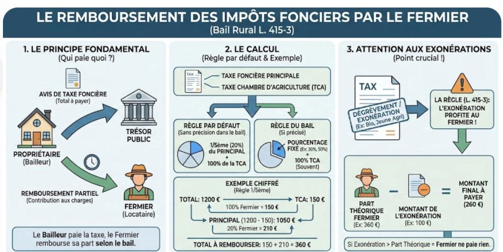 Comment calculer le remboursement des impôts fonciers par le fermier